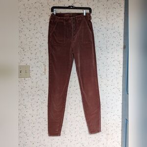 🤎 American Eagle 8 X Long Super Stretch Corduroy High Waist Pants 5 Buttons